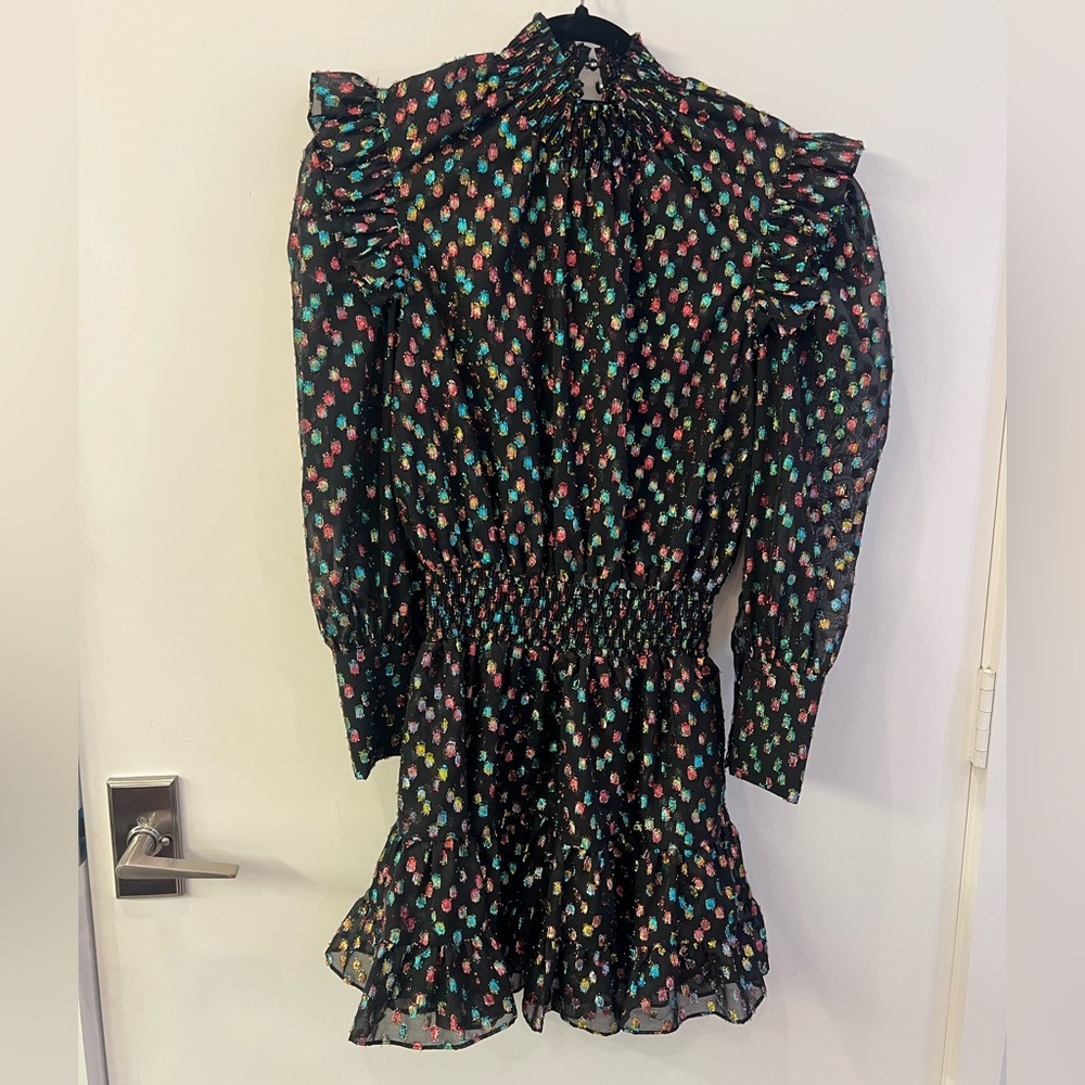 NWOT MISA LOS ANGELES GIANNA DRESS Rainbow Clip Dot / L